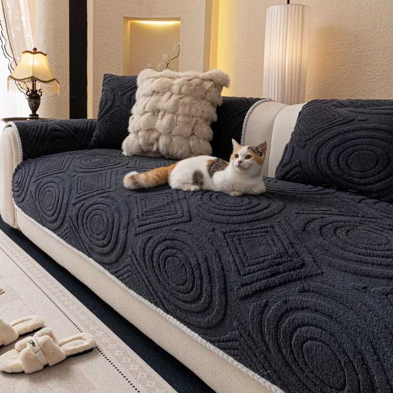 Thicken Plush Sofa Covers Winter Warm Universal Couch Mat Retro Style Anti-slip Sofa Seat Pad Decor for Living Room M251204 - view 3