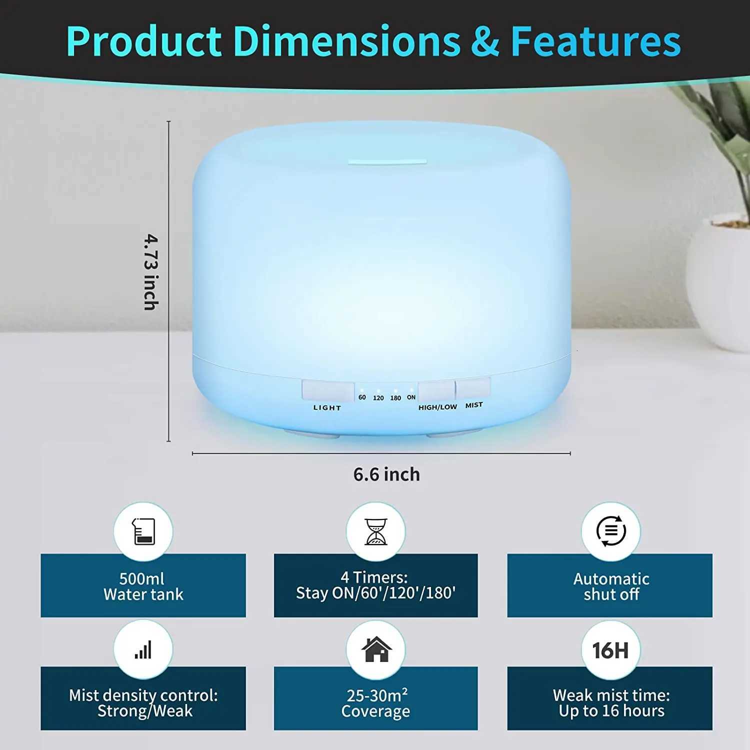 trasonic Cool Mist Humidifier Ara Essential Oil Diffuser 7 Color Night Light with Music Speaker Auto Shut Off C251204