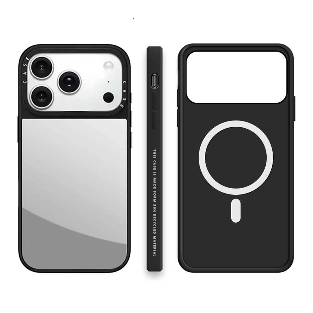 Mirror Simplicity Phone Case For iPhone 17 16 12 14 13 15 Pro Max Magnetic Wireless Charging Luxury Makeup Mirror Cover H251203