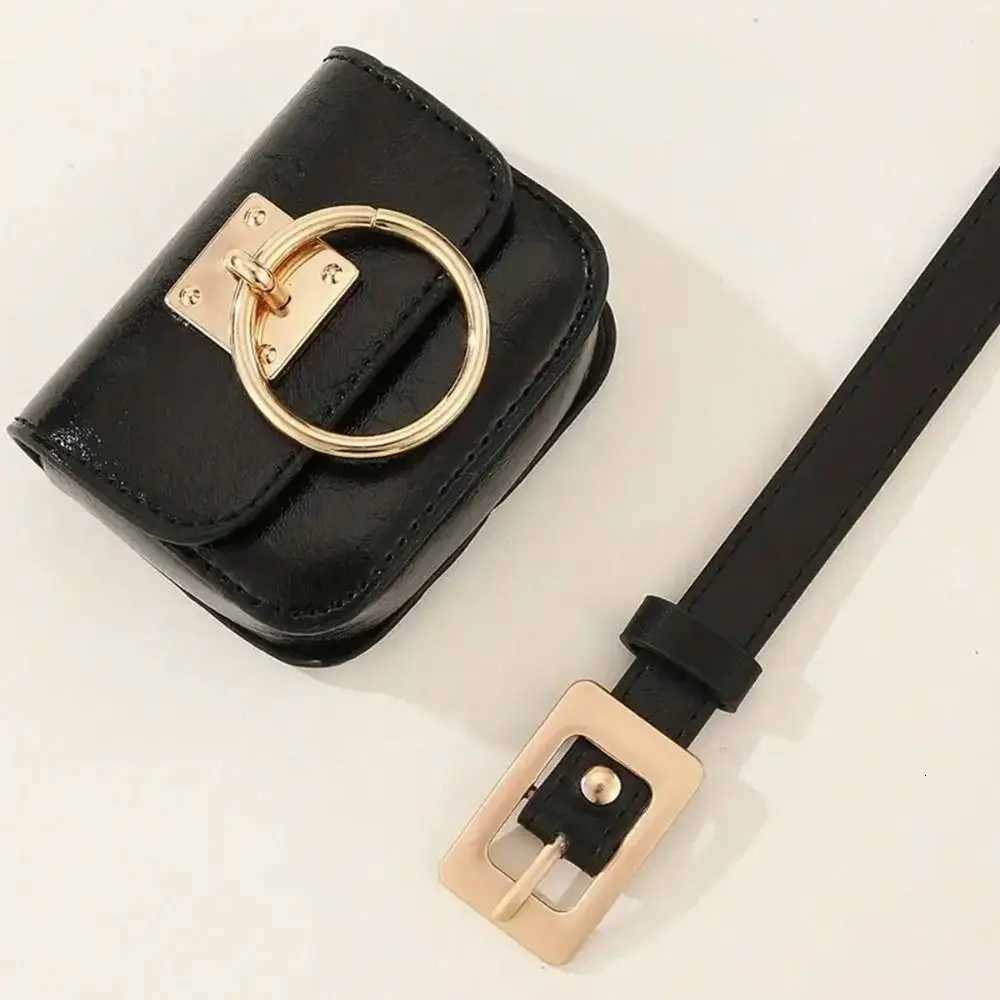 PU Leather Women Vintage Belt Bag New Black Travel Waist Purse Metal Buckle Belts Punk Square Heart Y2K Style Gothic Fanny PacksT251204