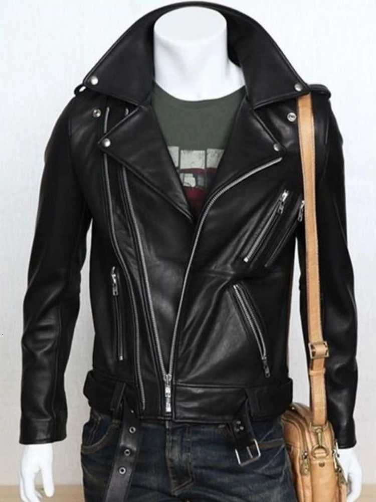 New Mens PU Leather Slim Fit Blazer Style Motorcycle Jacket Korean Style Casual CoatT251204