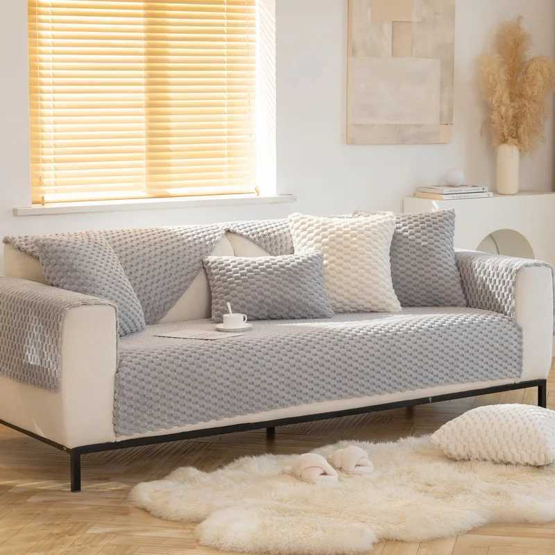 Luxury Imitation Rabbit Fur Sofa Cover Winter Warm Plush Couch Slipcover Towel for Living Room Sofa Cushion Home Decor Modern M251204 - view 6