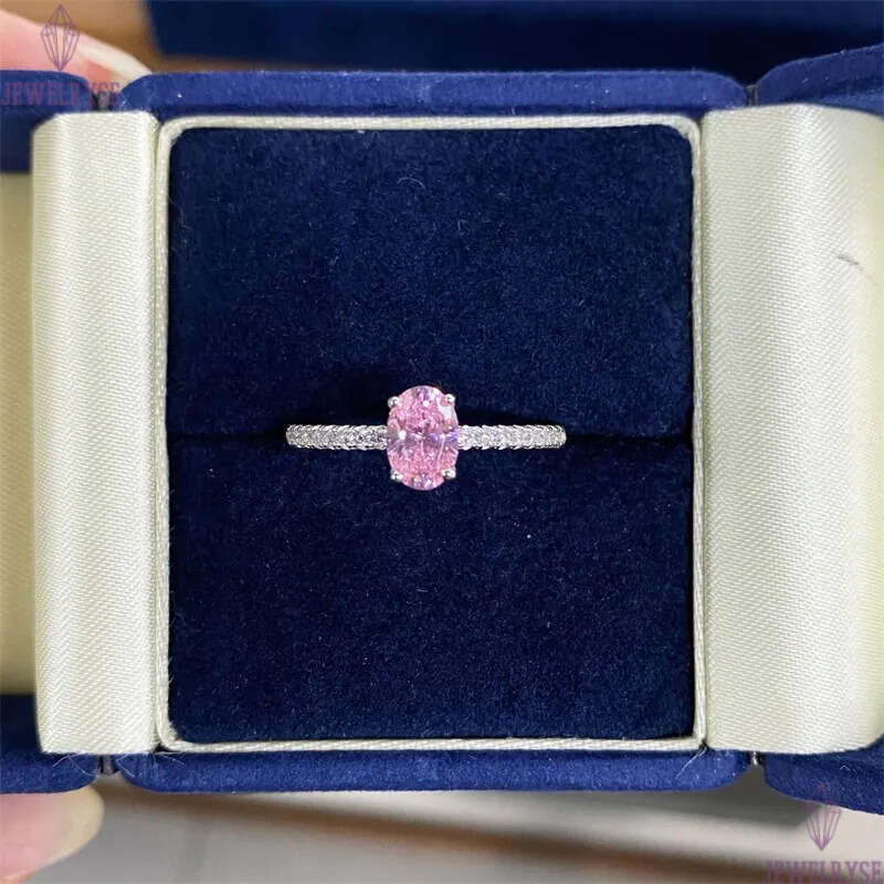 1ct oval diamond designer ring for wed luxury 925 sterling silver blue 5A zirconia propose engagement wedding band rings jewelry woman party gift box 