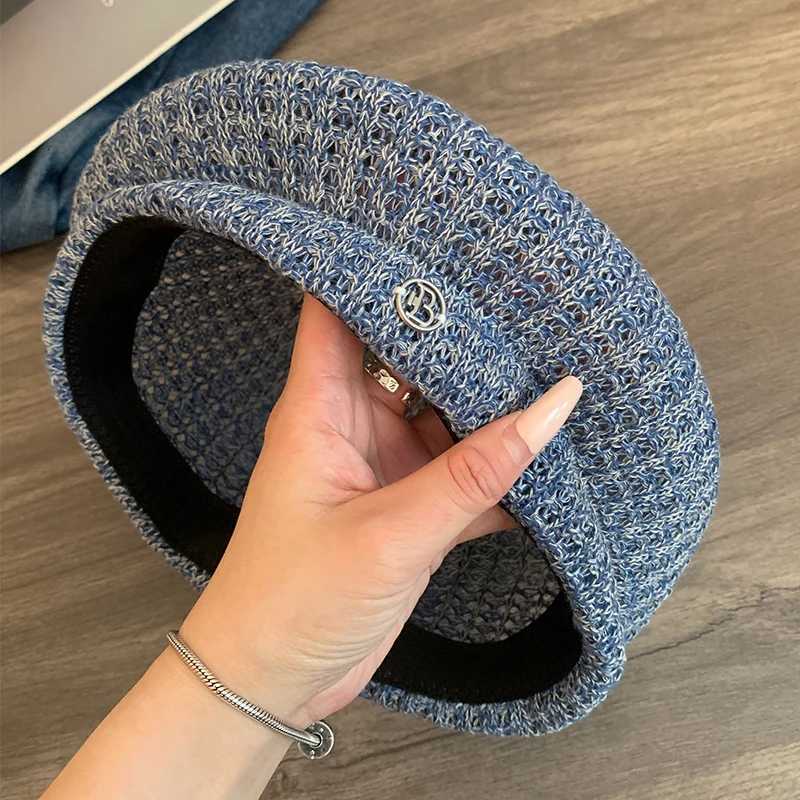 Japanese Simple Knitted Hollow Breathable Beret Spring and Summer Big Head Literary Fashion Versatile Painter Hat for WomensXJ251204 - view 5