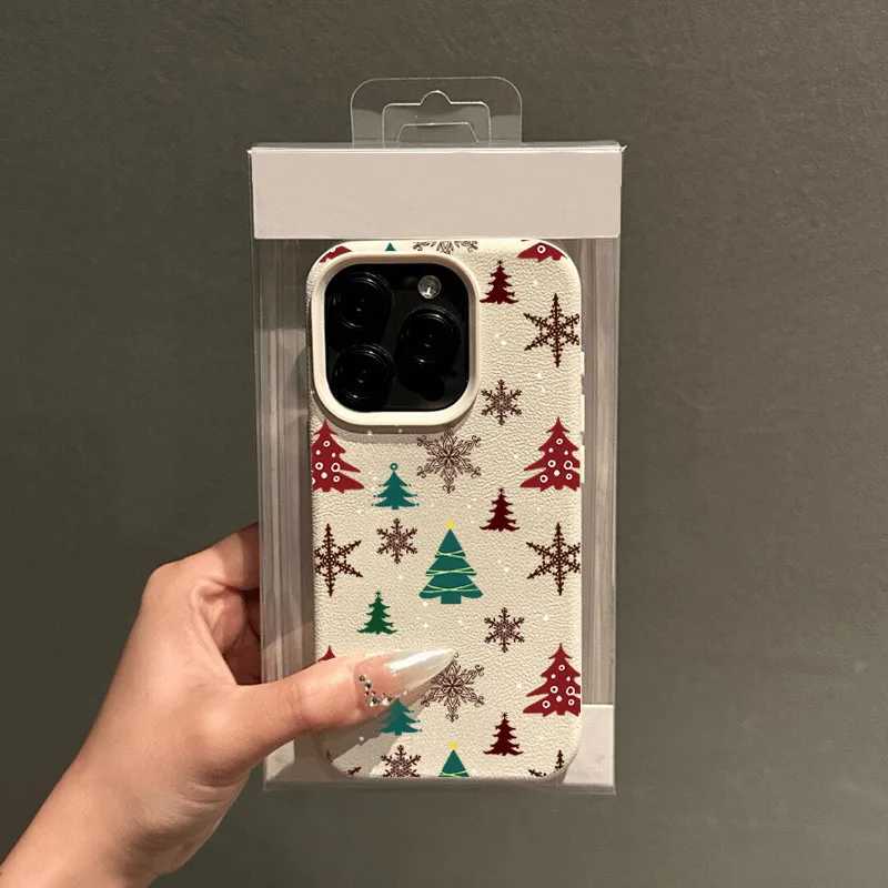 N Christmas Tree Graphic Printed Lichee Pattern Phone Case For iPhone 16 Pro Max XS X XR 15 14 Plus 11 13 12 Soft Candy Cover H251203