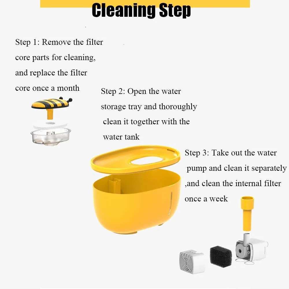 Pet Water Dispenser 2000ml Cat Automatic Circulation Filter Waterfall Mute Running Water Bee Style Water Dispenser Cat M251204