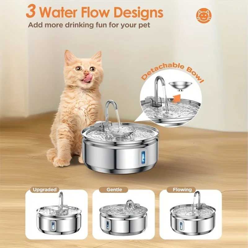 32L Stainless Steel Pet Water Fountain With Visible Window Filtration System Automatic Cat Fountain for Cats/Dogs Drinking Bowl M251204