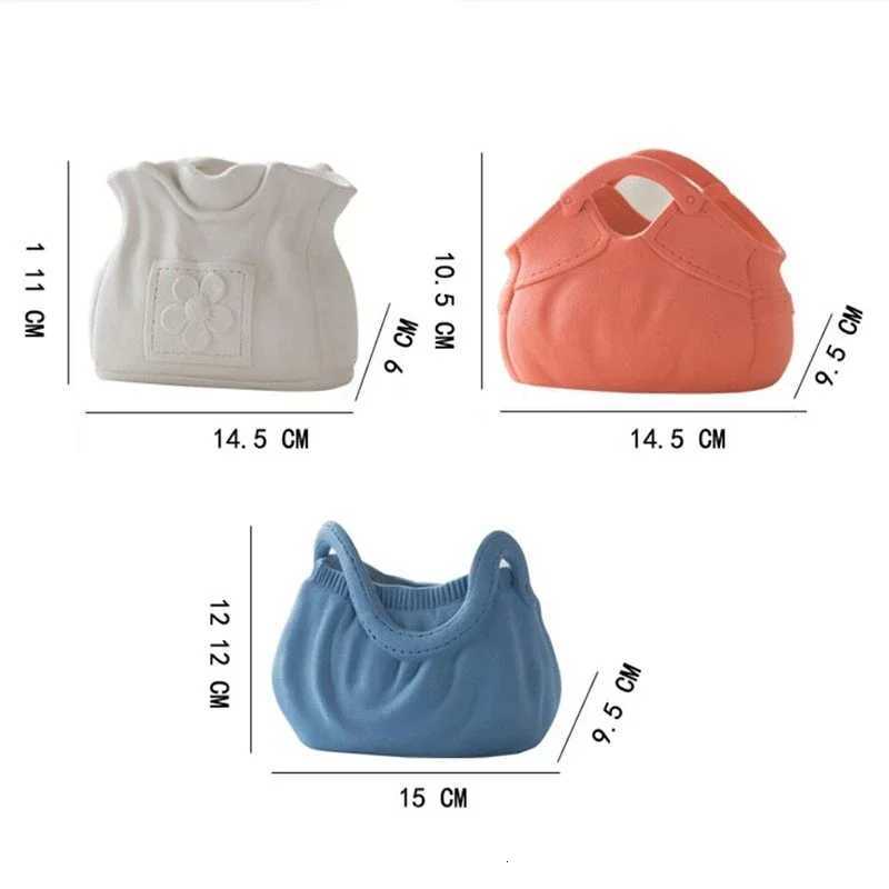 Ceramics Vase He Decor Handbag Flowers Vases Ro Decor Matte Plant Pot Statue Scpture He Decoration Accessories H251204