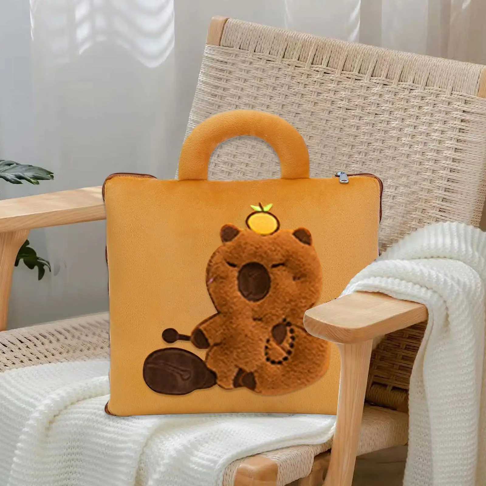 Blanket 2 In 1 Capybara Blanket For Airplane Travel Sleeping Mat Back Cushion Compact For Kids Adults Office Daycare Dorm Y251204