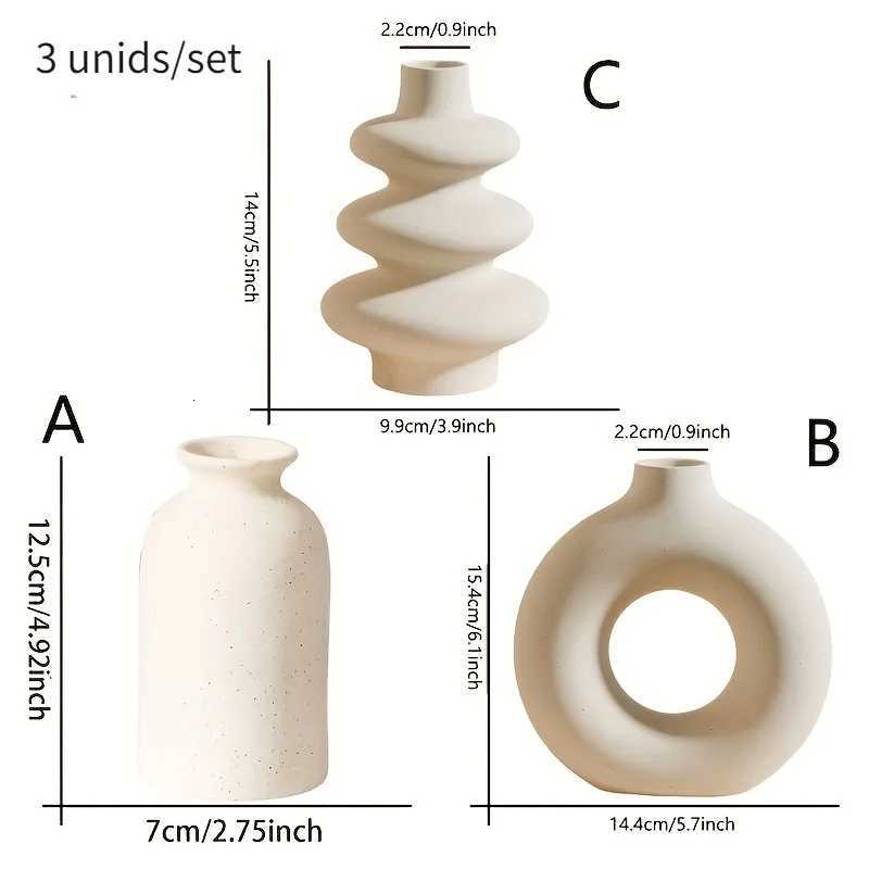 Set of 3 White Ceramic Bohen Vase Set Creative he decoration vase ornaments Wedding he living ro Bedro decoration H251204