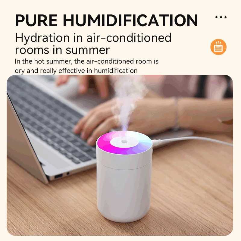 Air Humidifier USB Personal Air Moisturizer for He Off Car Powerf Mist 7 Color LED Mood Light Quietest Air Humidification C251204