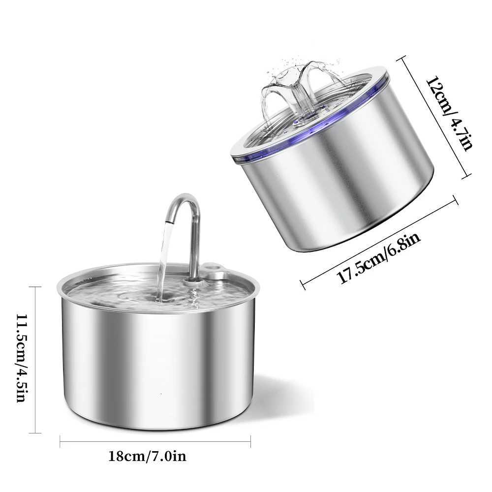 Stainless Steel Cat Water Fountain22L/74oz Intelligent Pet Fountain Dog Water Dispenser for Cats Dogs Automatic Dog Drinking M251204
