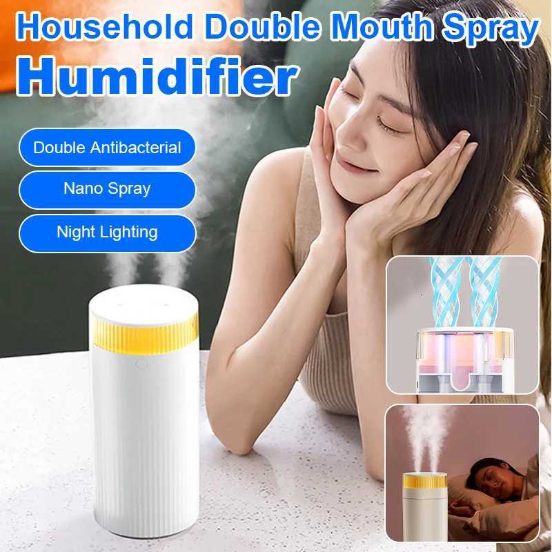 He Dual Port Spray Humidifier Efficient Purification USB Night Light Air Humidifier Desktop Humidifier Autatic Power-off C251204