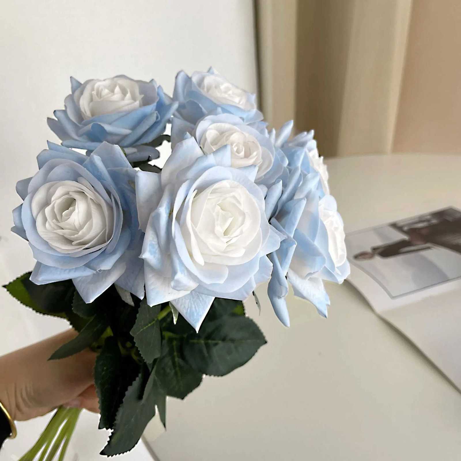 5pcs/lot Artificial Flowers Moisturizing Rose Touch Realistic Simation Flower Wedding Vntines Day Gift Fake Flowers H251204
