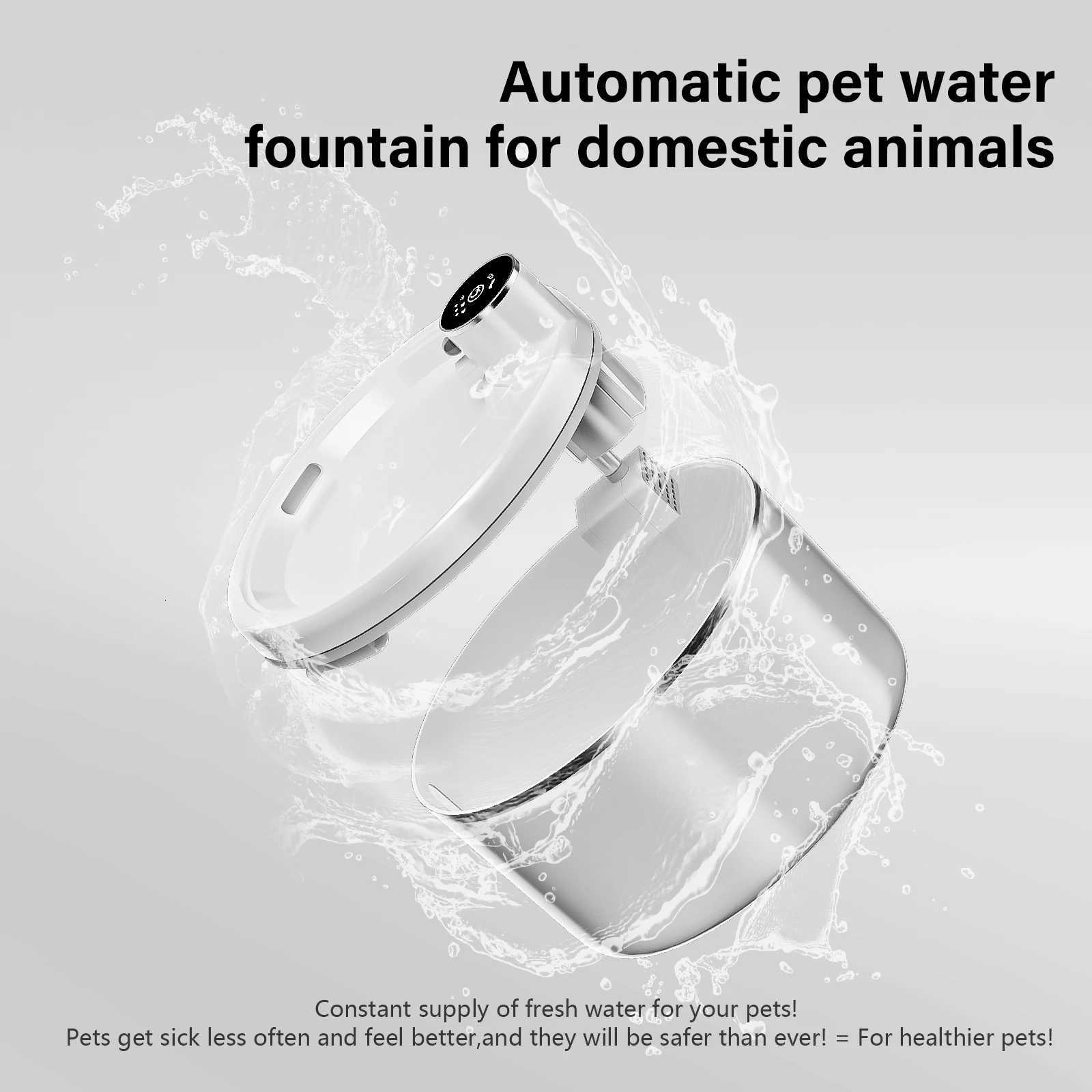 Wireless Cat Water Fountain 25L Stainless Steel Pet Drinking Dispenser Smart Sensor Auto Circulating Filter 4000mAh LED Display M251204