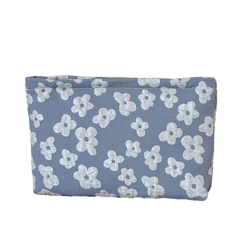 Large Capacity Portable Cosmetic Bag Fresh Floral Print Instagram-Worthy Toiletry Pouch Elegant Jacquard Storage Bag