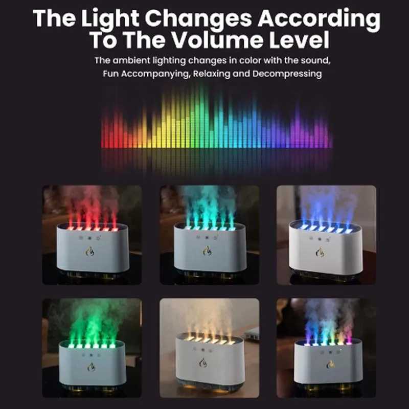 Air Humidifier USB trasonic Cool Mist Maker with RGB LED Lamp Follow Sound Rhythm Spray for He Ro Ara Diffuser C251204