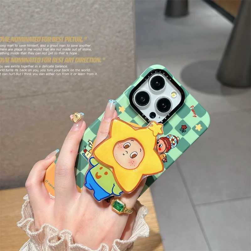 Fashion Green Plaid Pattern Magnetic Phone Case For iPhone 17 Pro 14 15 16 Pro Max Cover with Cute Star For Cases H251203