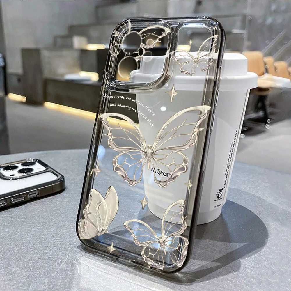 Gold Phone Case For iPhone 16 11 13 15 14 12 17 Pro Max 7 8 Plus 16e XR X XS Max SE 2022 Soft TPU Transparent Cover H251203