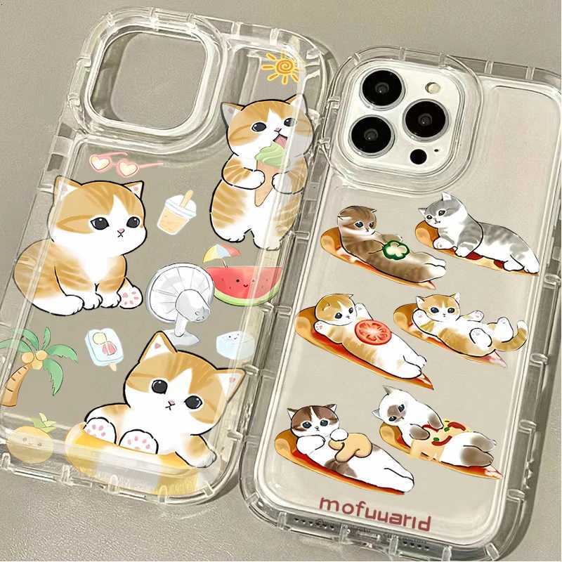 Cute Cartoon Mofusand Cat Clear Case For iPhone 14 16 15 13 12 11 Pro Max 7 8 Plus XR X XS Max SE 2020 Shockproof Silicone Cover H251203
