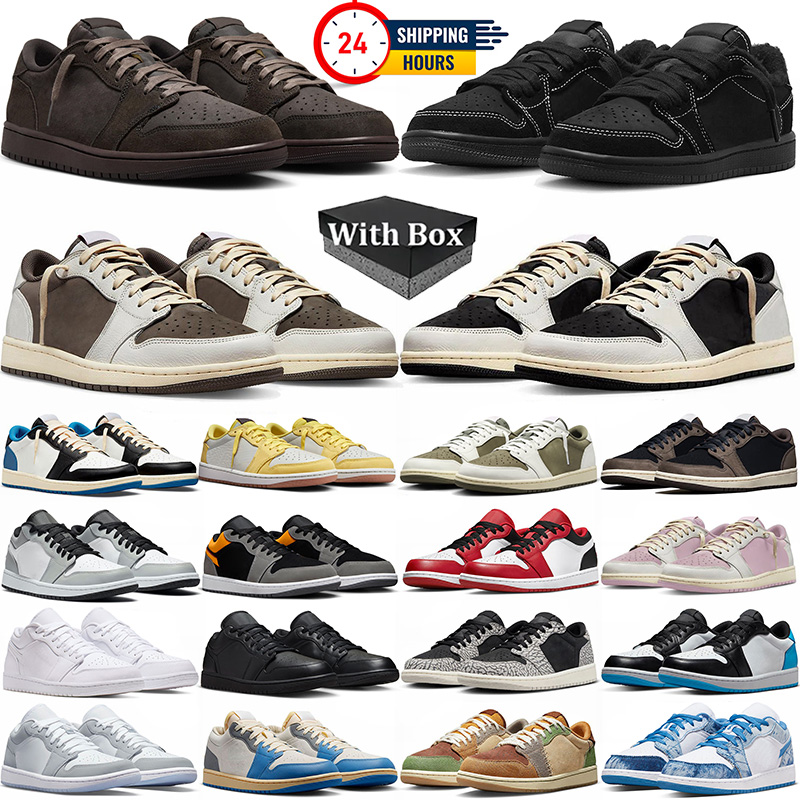 Free shipping designer travis lows basketball shoes women mens trainers Low 1 Fragment Reverse Mocha Black Phantom Velvet Brown travi 1s outdoor sneaker travisscot