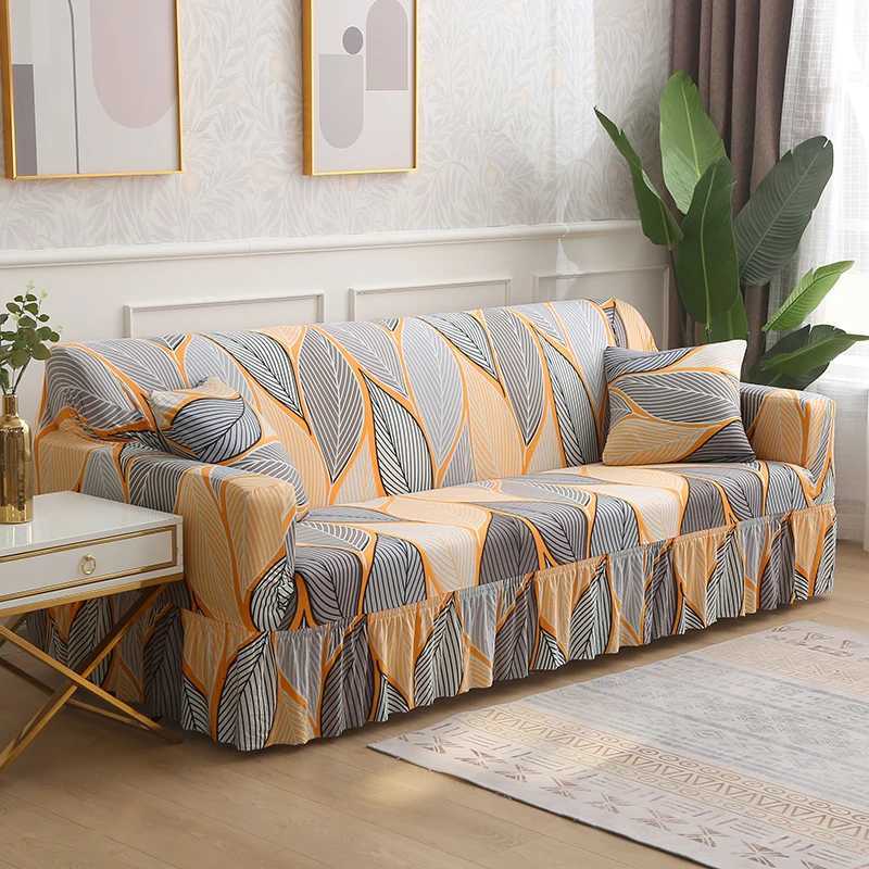 1/2/3/4 Seater Printed Sofa Skirt Cover Elastic Armchair Couch Covers for Living Room Furniture Protector M251204 - view 5