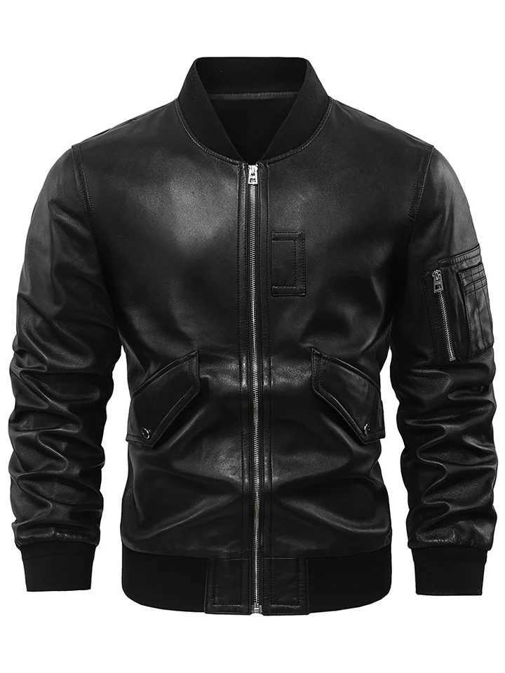 Mens Premium Black Leather Bomber Jacket Authentic Aviator Design Durable CraftsmanshipT251204