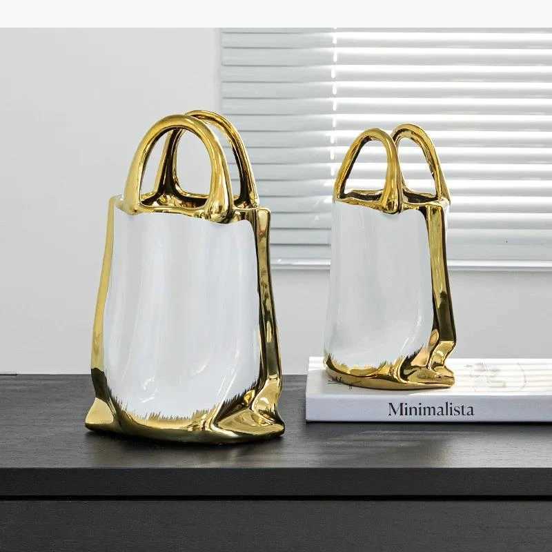 Handbag Shape Vase Ceramic Plant Pot Table Decoration Flower Arrangement Flowers Vases Ro Aesthetic Decor H251204