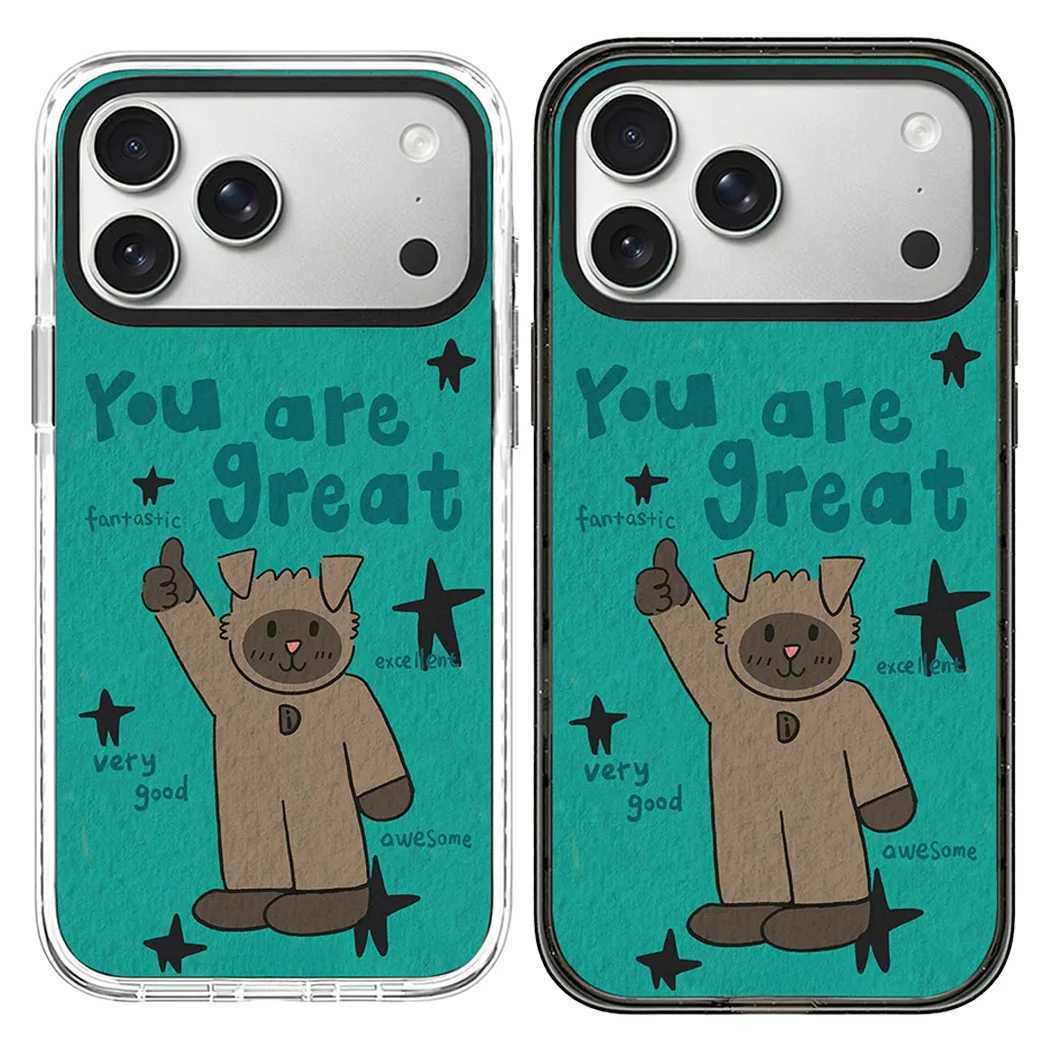 Magic Power Cat Acrylic Black White Border Magnetic Case Cpatible with IPhone 17 16 15 14 13 12 Pro Max 17 Air H251203