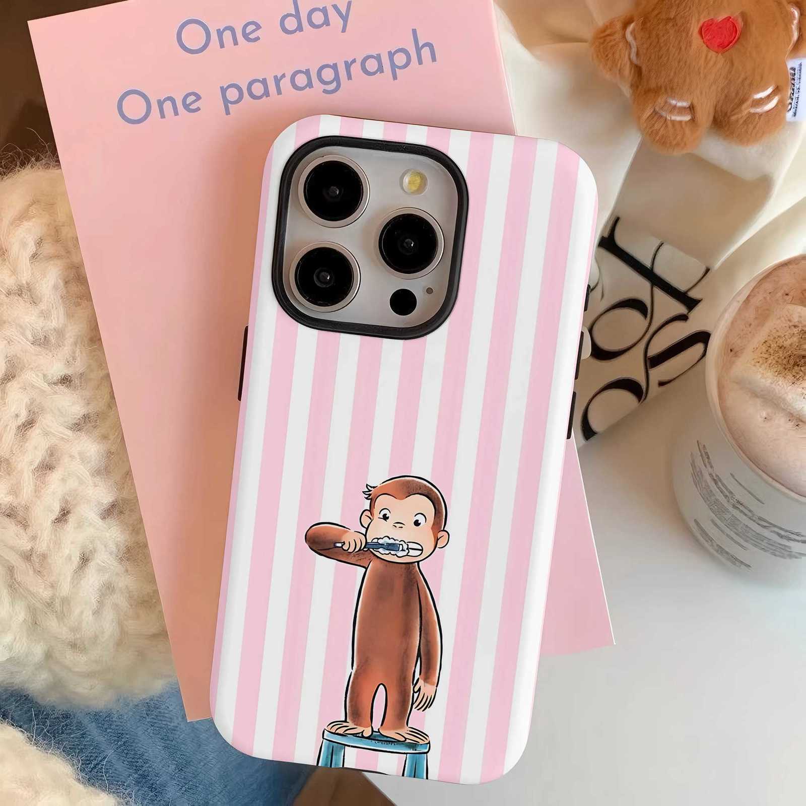 New Cute C-Curious Georges Phone Case for IPhone 17 16e 16 15 14 13 12 11 XS XR Air Pro Max Plus Luxury Double-layer Back Cover H251203