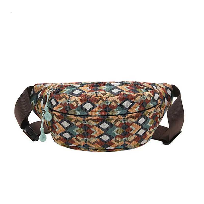 Fashion Grid pattern Chest Bags For Women Canvas Waist Bag Large Capacity Shoulder Crossbody Bag Purse Multi-function Fanny PackT251204