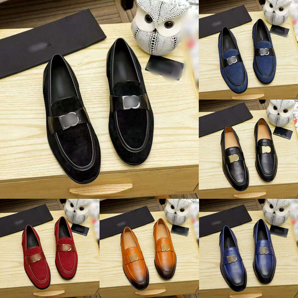 luxury shoe designer loafer man Suede calfskin flat slip on mens shoe Dress Shoes Handmade Black Loafers party wedding business formal Dress shoe man shoe