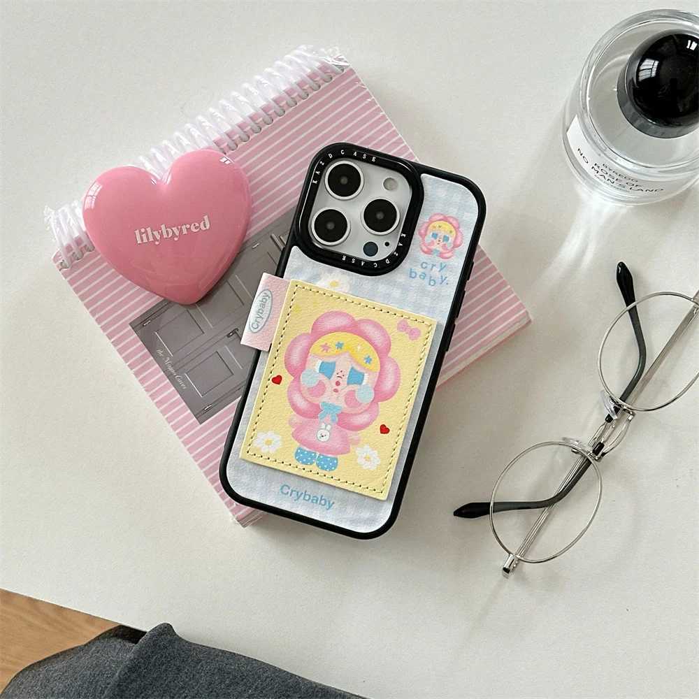 Korean Cute Cartoon Crying Girl Magnetic Grid Suitable for iPhone 12 13 14 15 16 Pro Max Anti Fall Package H251203