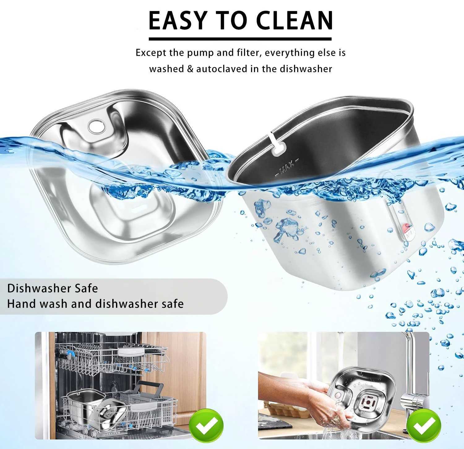 Stainless Steel Cat Fountain With Water Mark Automatic Cats Water Dispenser Sensor Filter Pet Cat Ultra Quiet Pump Water Foutain M251204 - view 6