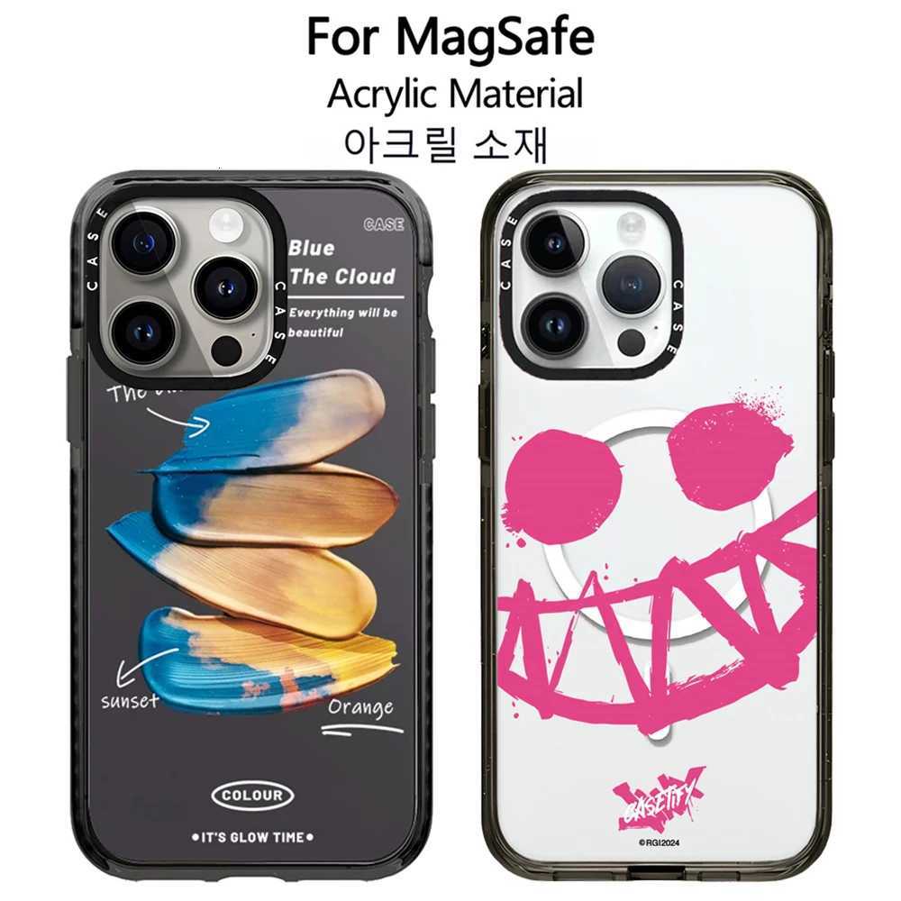Acrylic Oil Painting Color For Phone Case For iPhone 17 16 12 13 14 15 Pro Max 15Plus Magnetic Anti-drop Fashion Cover H251203