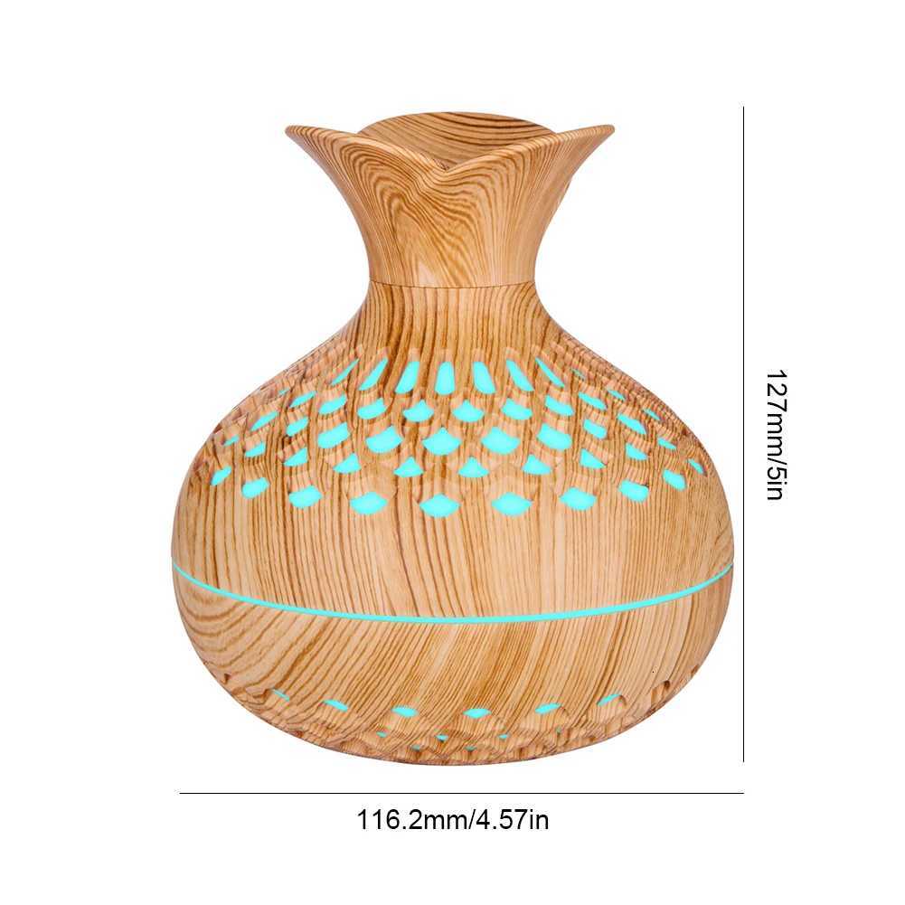 300ML Wood Grain Flower Humidifier Silent Aratherapy Diffuser USB Rechargeable Mini Air Humidifier with Colorf Night Light C251204