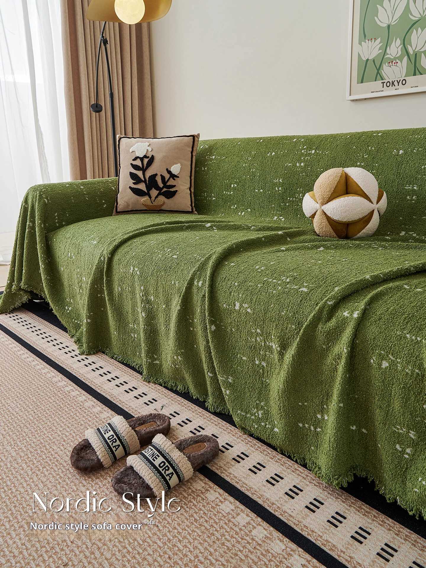 Green Thick Cat Proof Sofa Cover Chenille Full Coverage Reversible Protector for 2/3/4 Seater Couch M251204 - view 4