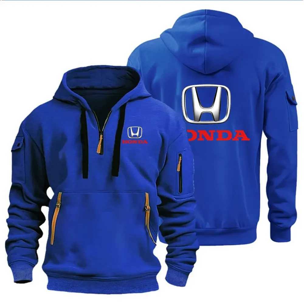 Autumn and Winter Mens Honda Print Casual Hoodie Sportswear Fleece Warm Jacket Suit Shirt Outdoor Racing Fan Clothing M251204