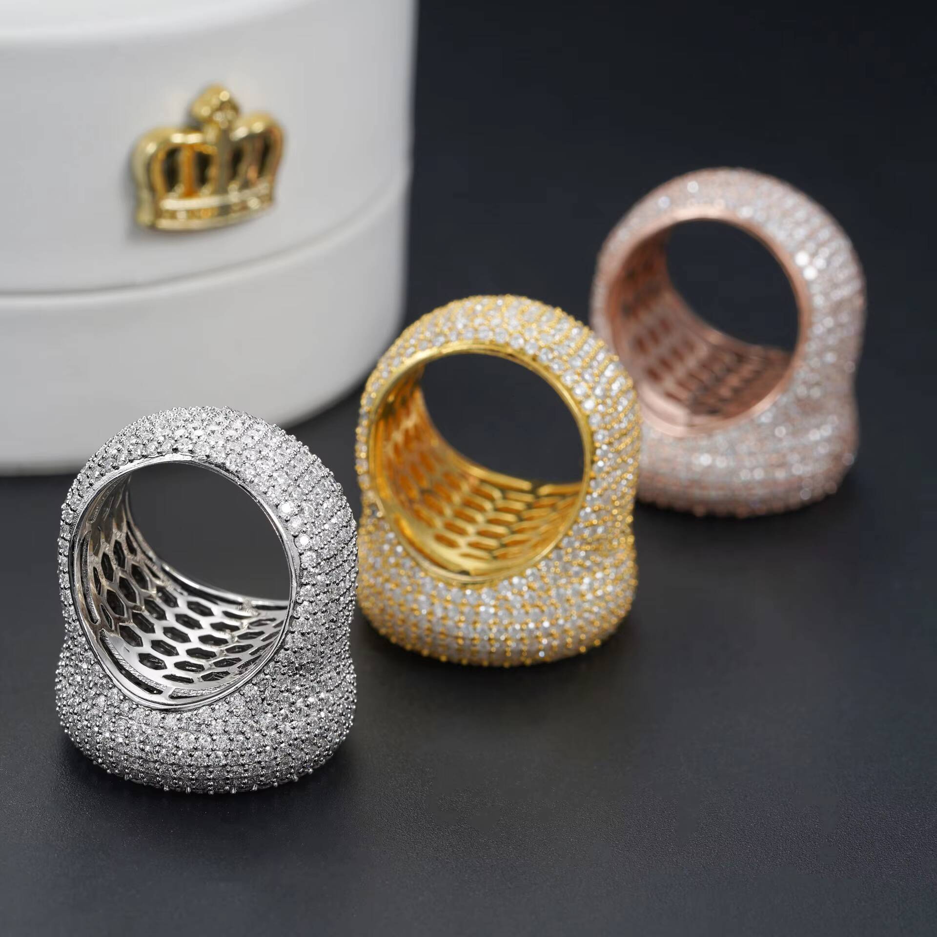 European American S925 Silver Moissanite Rings Fashionable Hand Decorated Boutique Set for Men and Women Explosion-Style