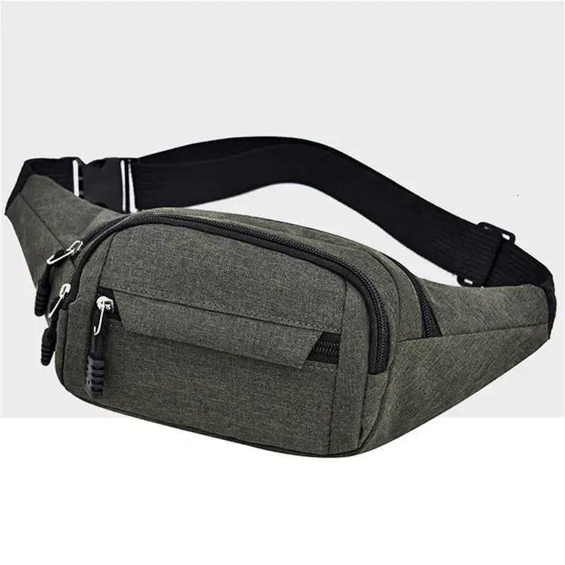 Waist Packs Waterproof Outdoor Sports Bag Unisex Canvas Pouch Fanny Pouch Solid Color Women Men Zipper Crossbody Male BagT251204