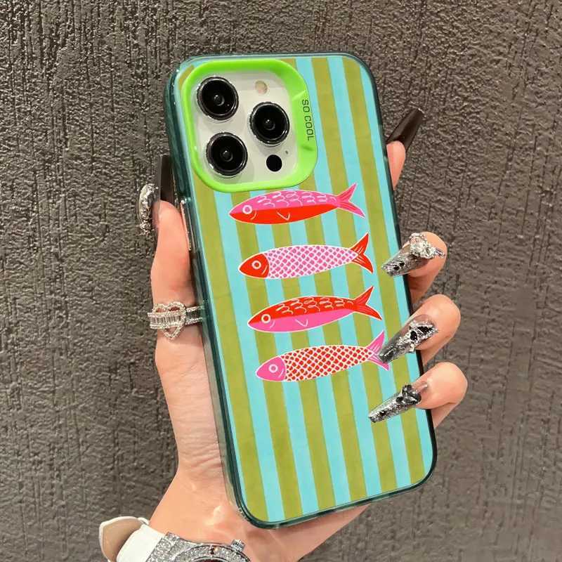 Sardines Color Fish Funny Laser Phone Case For iPhone 13 12 Mini 11 Pro Max 17 16 15 14 Pro Max Plus Air Shockproof Back Cover H251203
