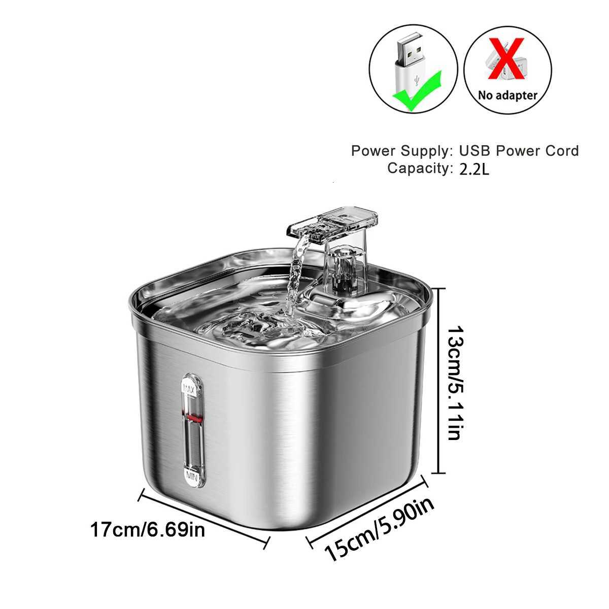 Cat Water Fountain 22L/74oz Stainless Steel Pet Water Fountain Dog Water Dispenser Automatic Cat Fountain Dog Bowls Cat Product M251204