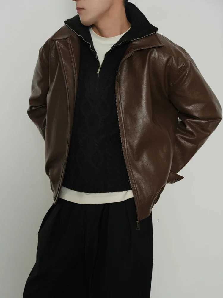 Pu-leather Jackets Men European Style Streetwear Autumn New Handsome Advanced Long Sleeve All-match Punk Popular Males OvercoatsT251204