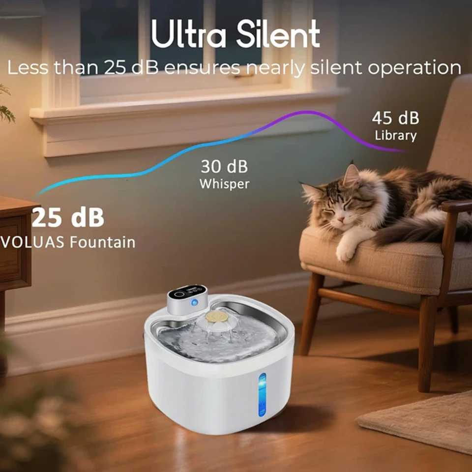 Automatic Pet Water Fountain 4000mAh Wireless Cat Water Dispenser 26L Infrared Sensor Smart Dog Drinkier Filter Fountain M251204