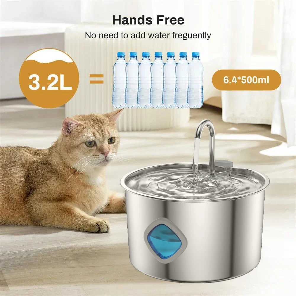 32L water fountain for a cat 304 Stainless Steel Automatic Fountains with USB Visible Window for Cats Dog Multiple Pet Supplies M251204 - view 6