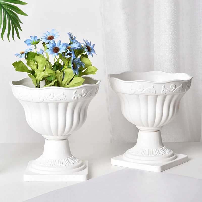 Simple Plastic Vase Pots for Plants Flower Arrangement Vase Modern Art Plastic Flowerpot Desktop Vase Decoration Flower Bottle H251204