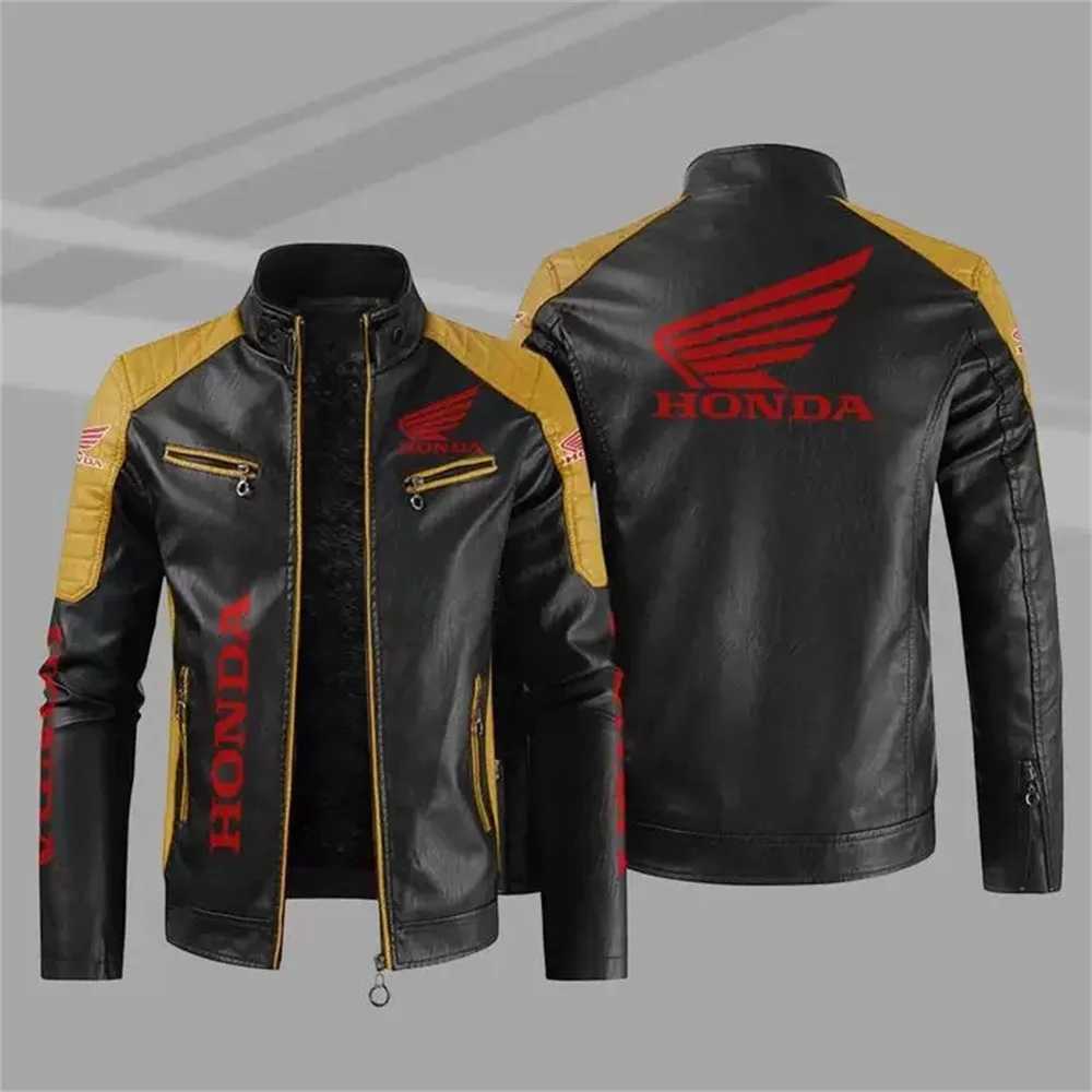 New Winter Mens PU Leather Jacket Honda Fashion Motorcycle Pilot Zipper Jacket Wool WarmthT251204