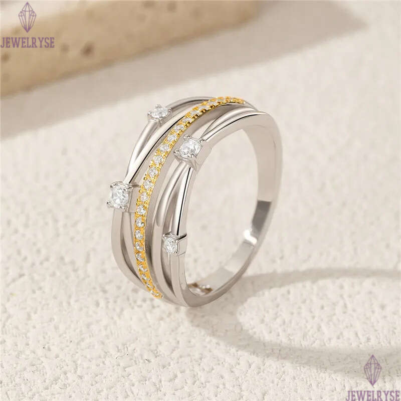 popular multilayer s925 sterling silver ring designer for woman daily outfit party 5A cubic zirconia diamond luxury gold band rings womens jewelry fri