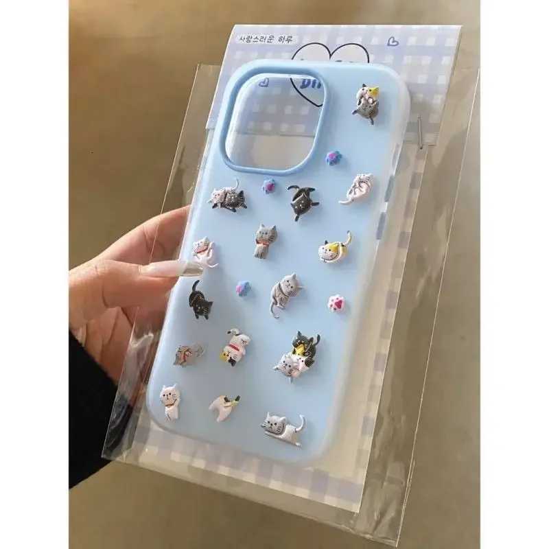 Cartoon Cat DIY Stickers Case Cpatible for IPhone 11 16 15 13 12 Pro Max X XR XS Max 16E 6s 16 7 6 15 8 Plus Silicone Cover H251203