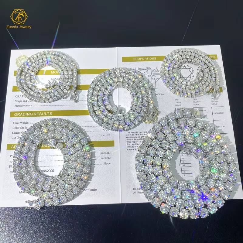 Vvs Moissanite Diamonds Chain 925 Sterling Silver Cheapest Price Hip Hop Jewelry Men Women Moissanite Tennis Chain 2mm 3mm 4mm
